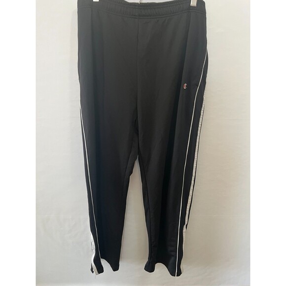 Champion Black Vintage Retro Sportswear Track Sweatpants size Large Athletic - Picture 1 of 8